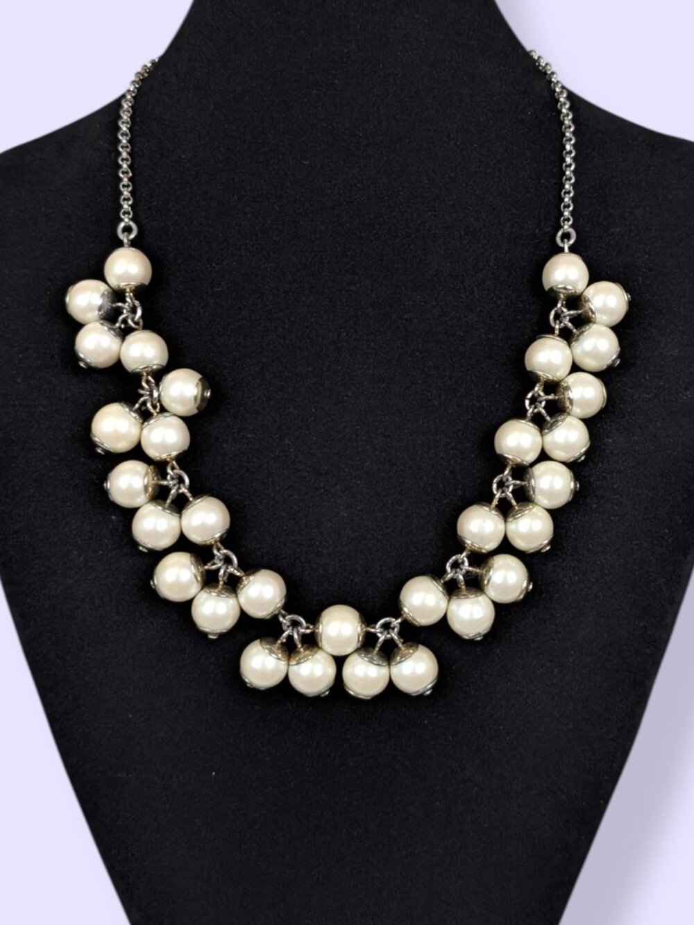 Vintage J. Crew Faux Pearl Cluster Necklace